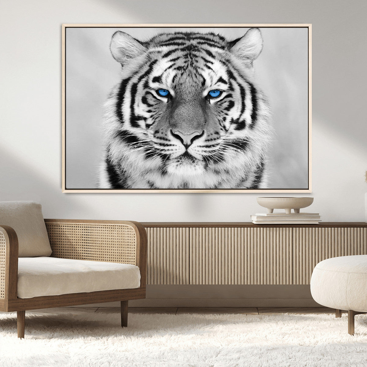 Black and White Tiger Wall Art Animal Canvas Print
