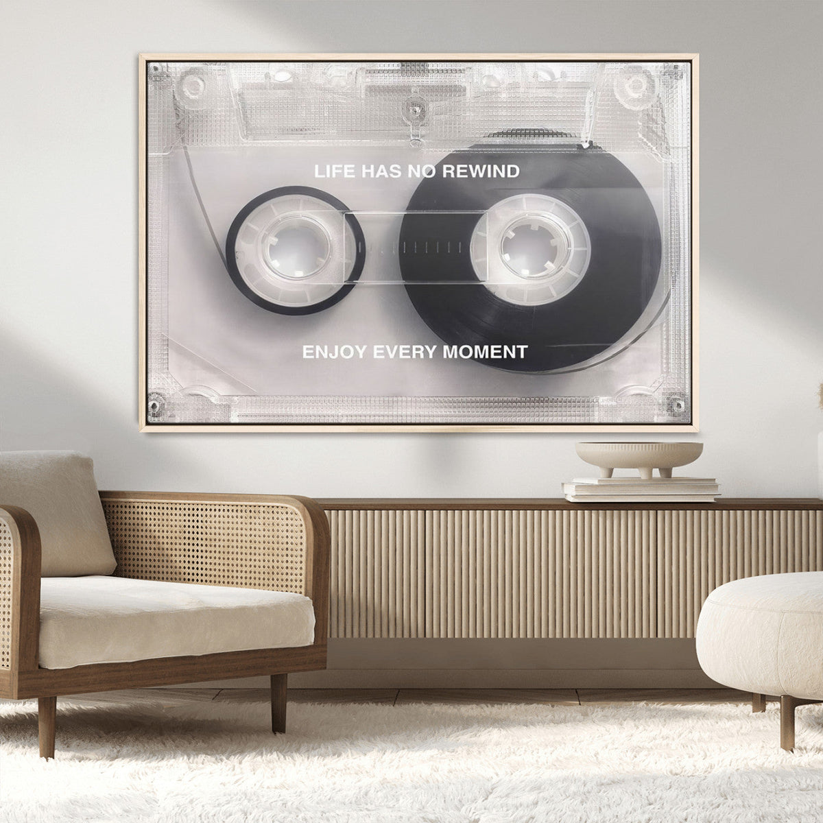 Vintage Cassette Tape Canvas Wall Art - Inspirational 'Life