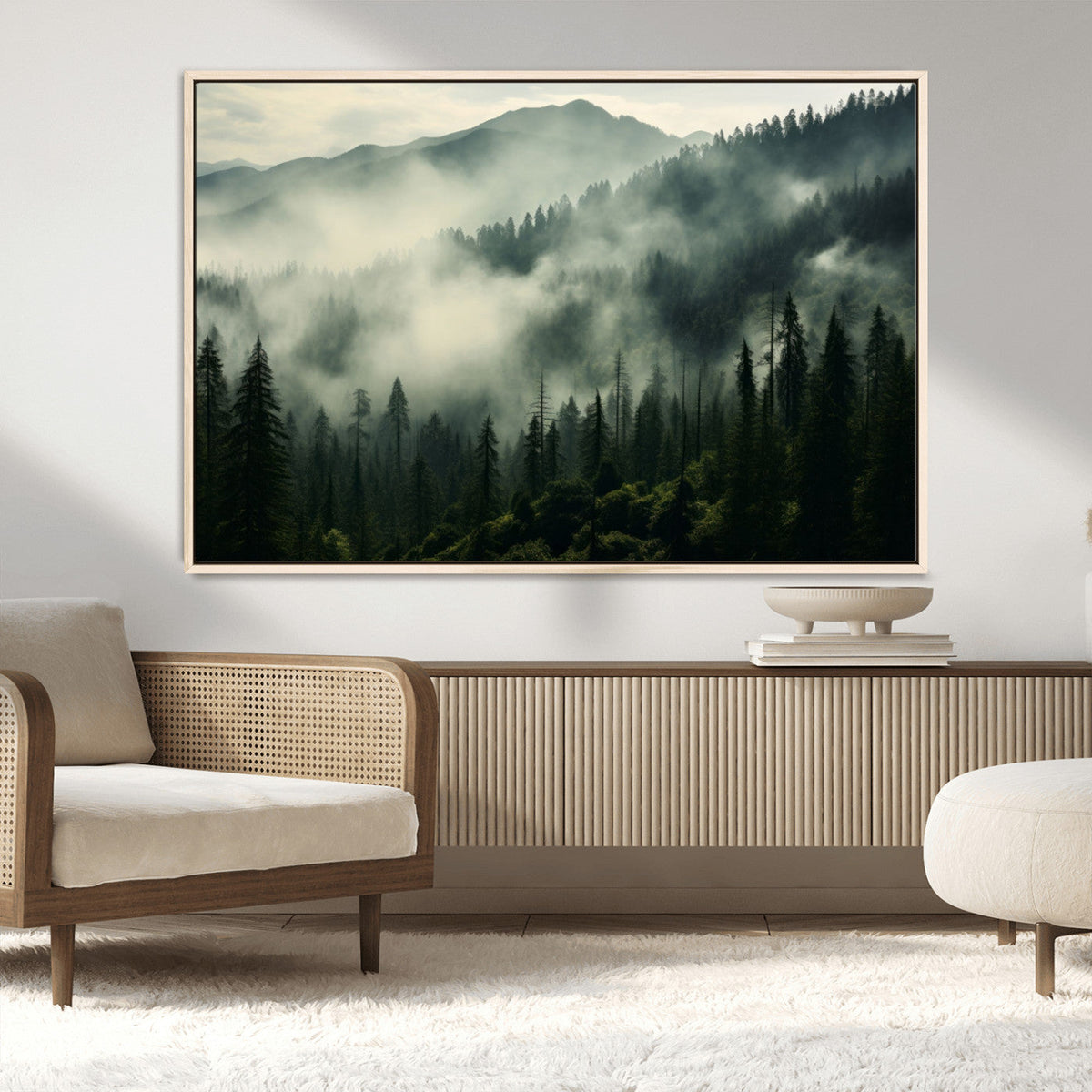 Captivating Misty Forest Wall Art Premium Canvas Print a