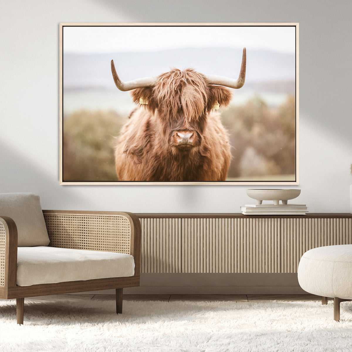 Scottish Serene Highland Cow Canvas Wall Art – Serene
