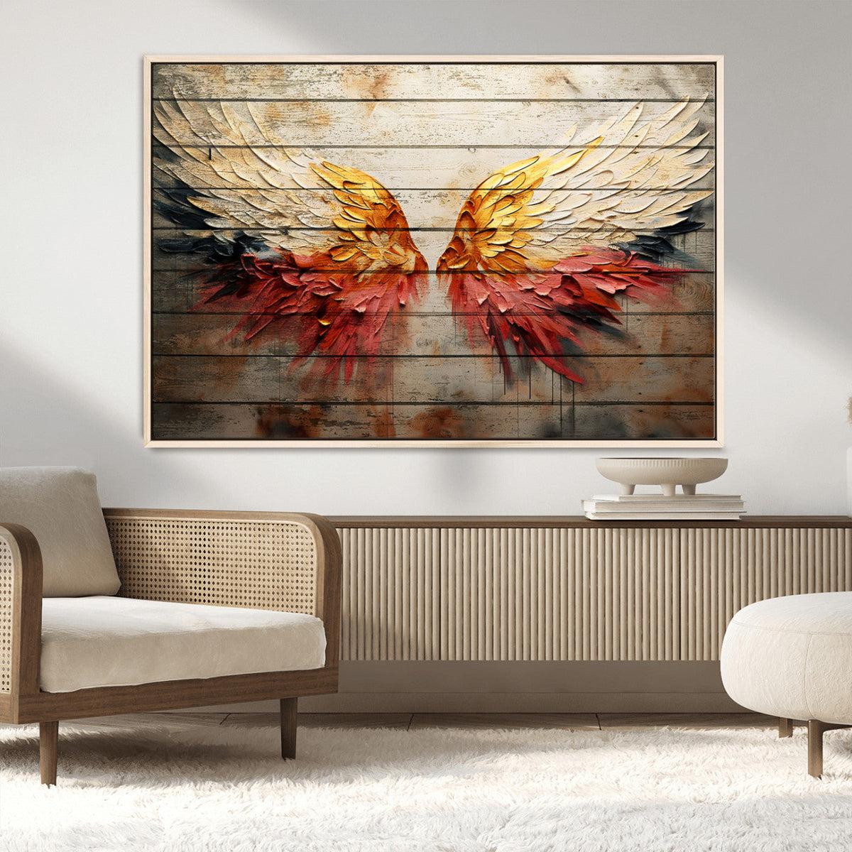 Abstract Angel Wings Canvas Wall Art – Framed and Ready to