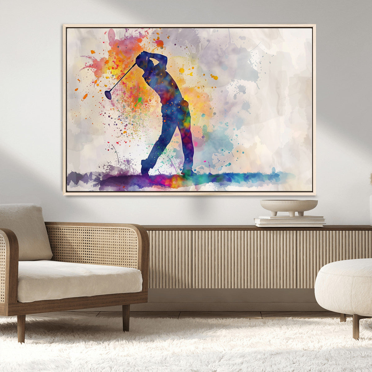 Watercolor Golf Swing Wall Art Canvas Print | Vibrant