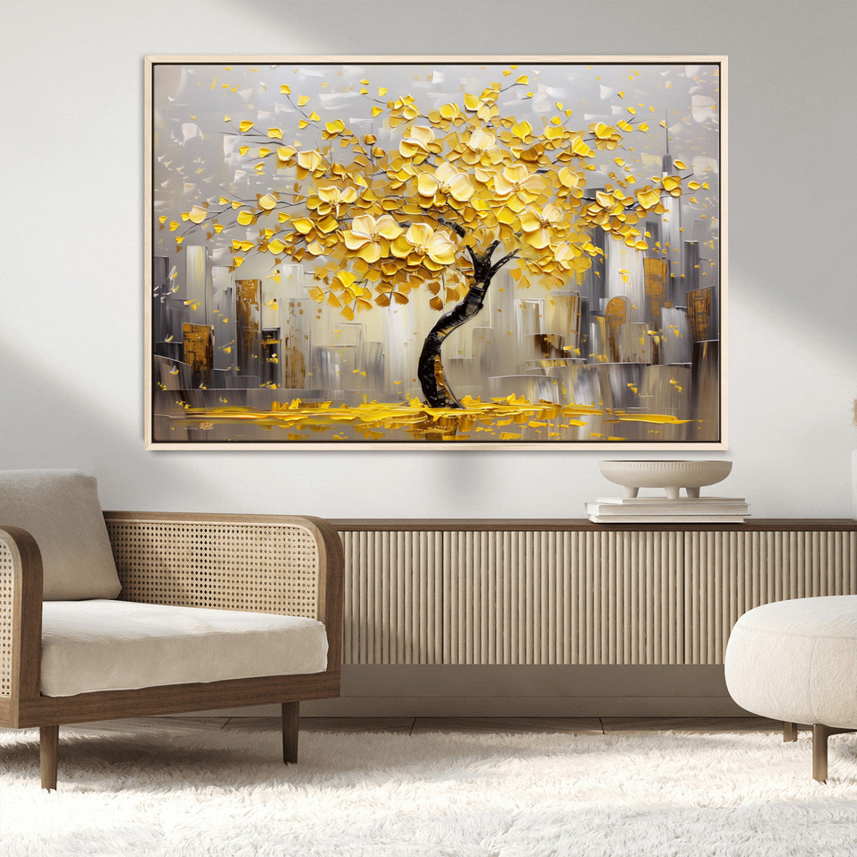 Golden Tree Canvas Print | Abstract Wall Art for Modern