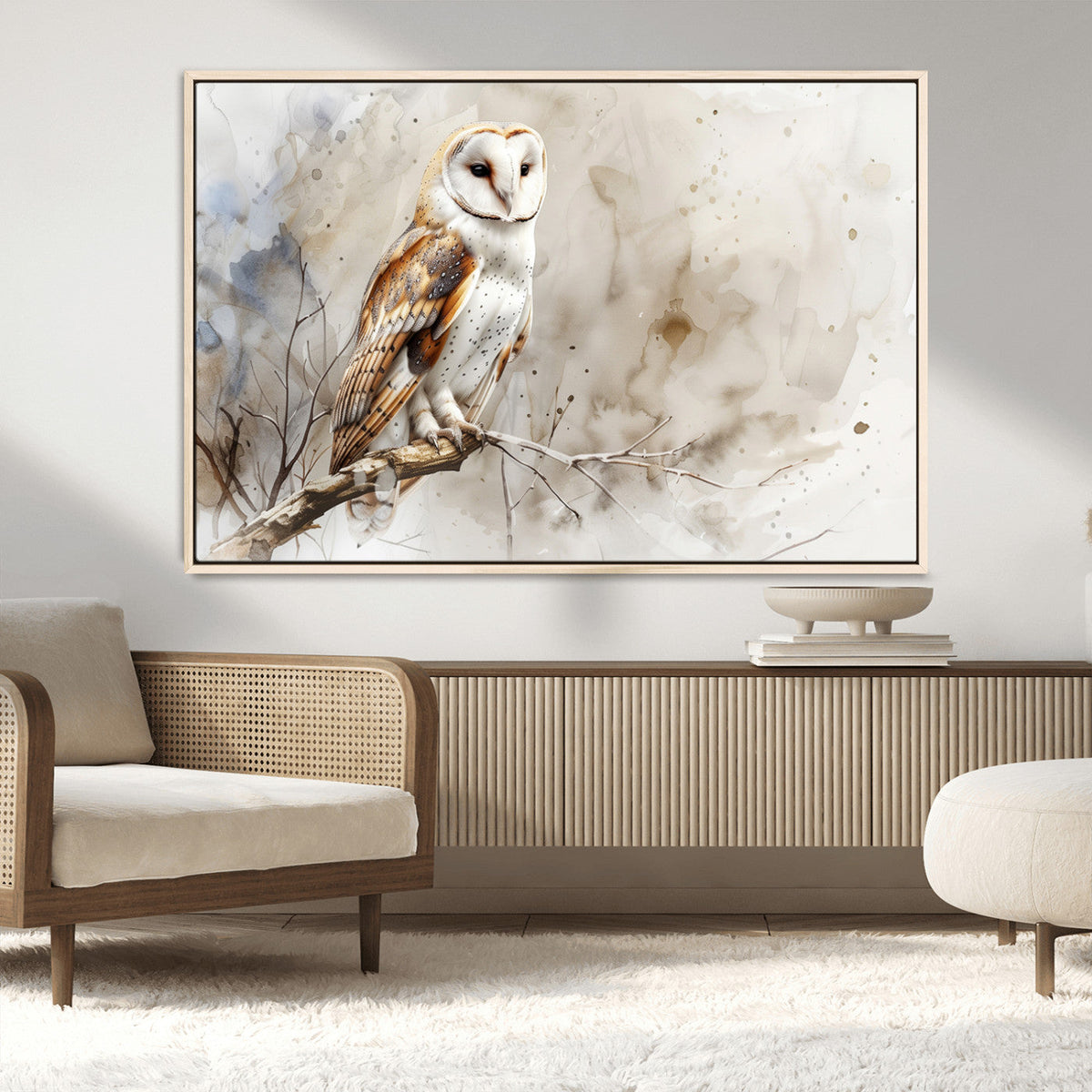 Barn Owl Wall Art | Watercolor Canvas Print | Perfect for