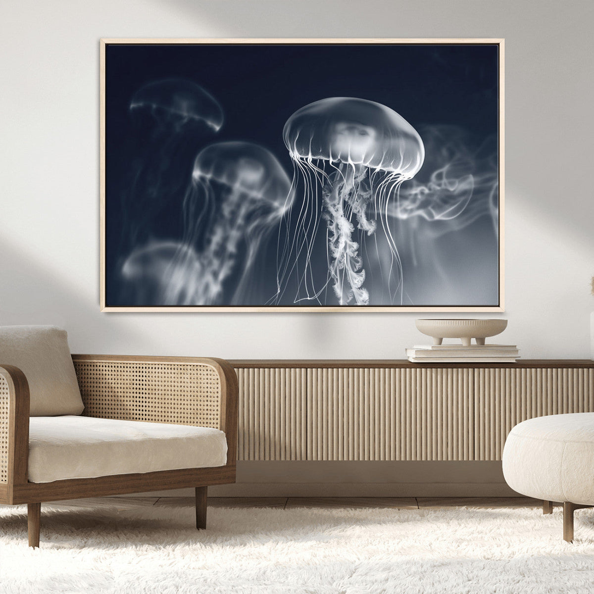 Jellyfish Wall Art Canvas Print, Modern Abstract Jellyfish