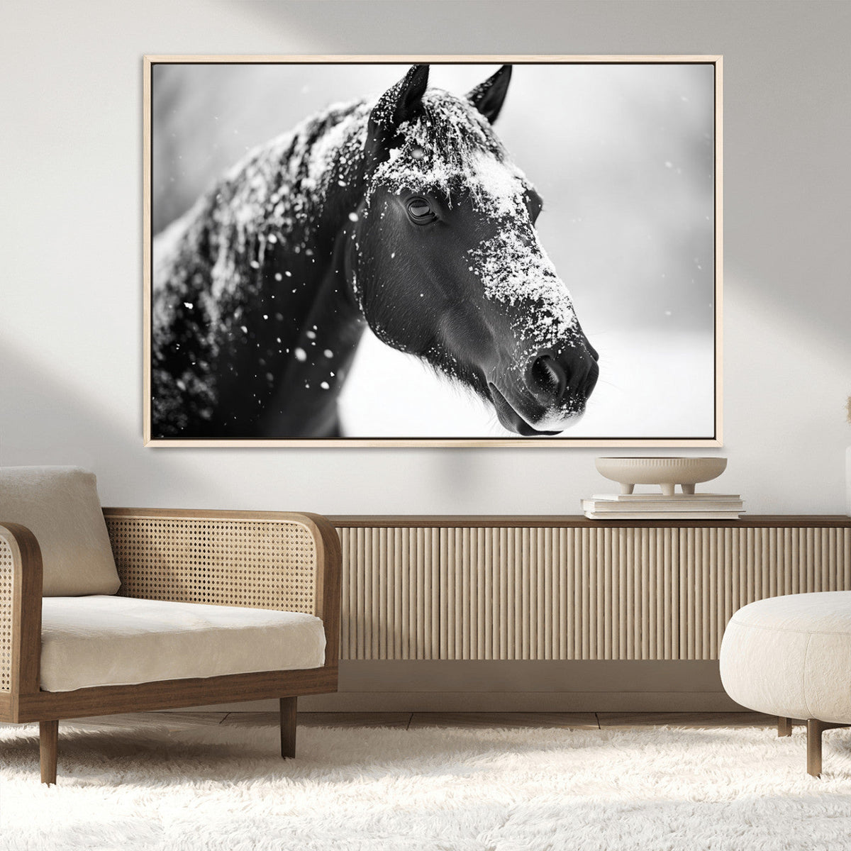 Horse Canvas Print - Winter Horse Snow Wall Art Canvas Print