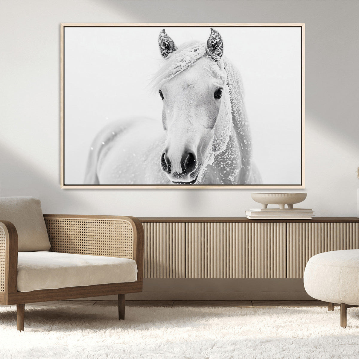Majestic White Horse Wall Art | Ready to Hang and Framed |