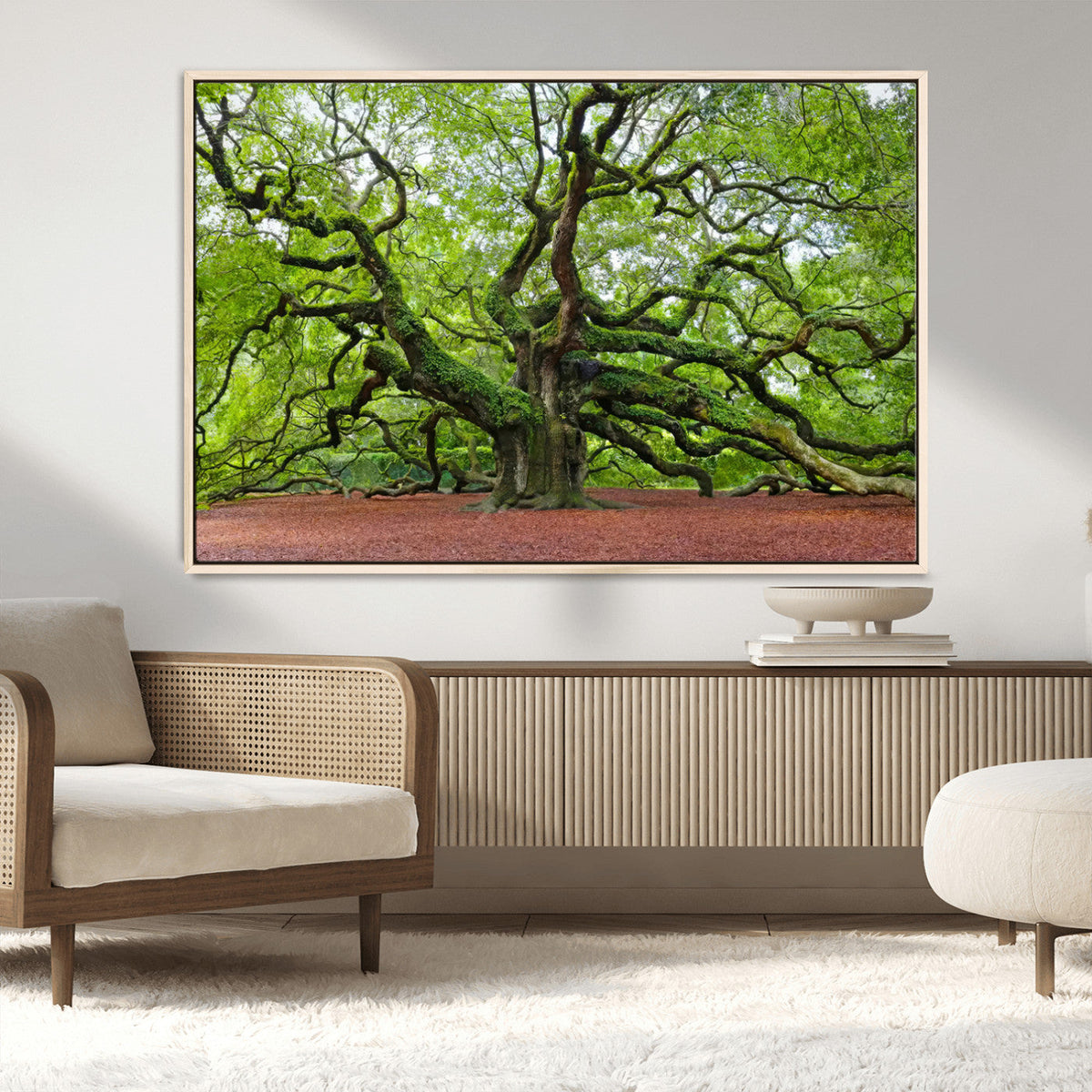 Framed Angel Oak Tree Wall Art - 3-Panel Canvas Prints,