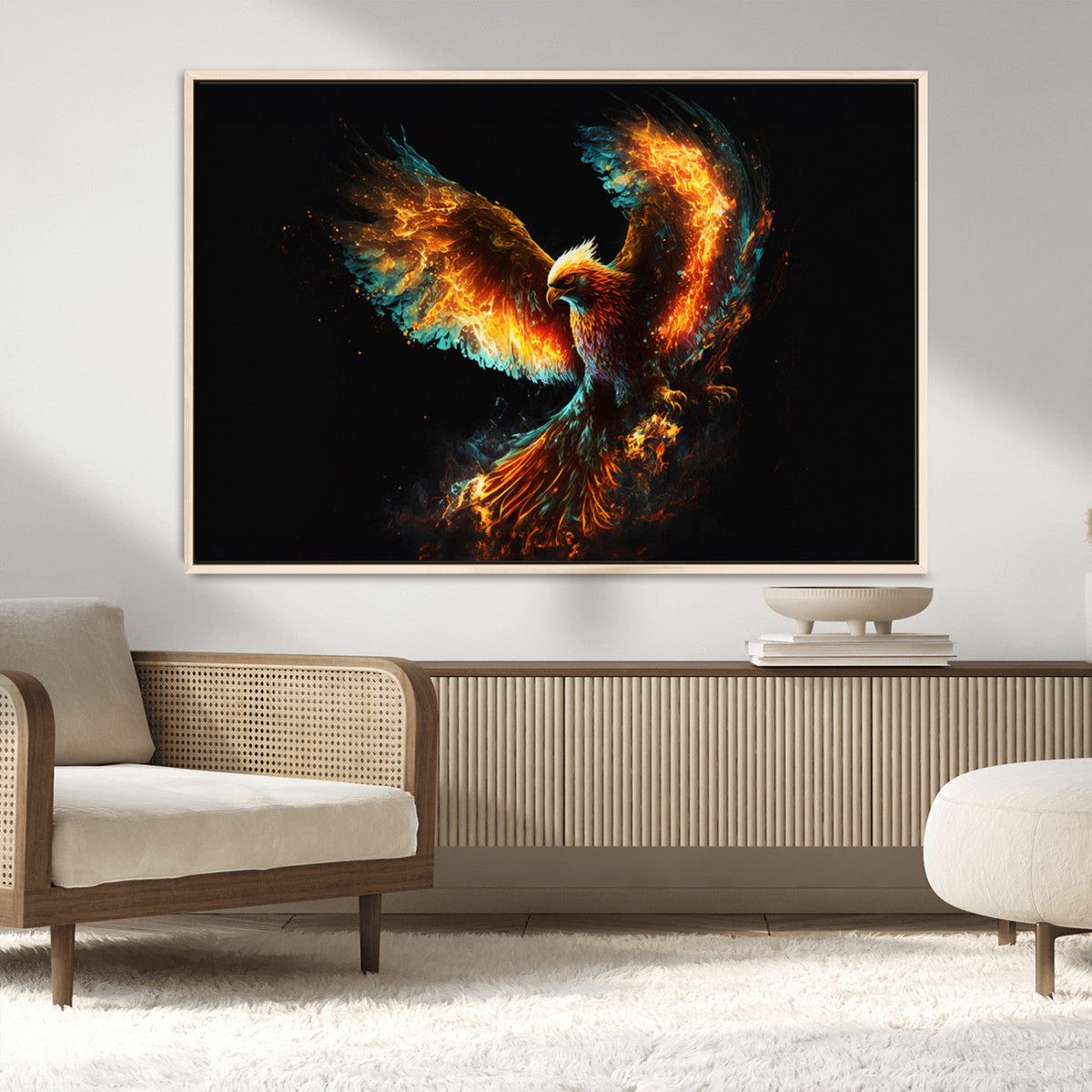 Fiery Phoenix Canvas Print | Ready to Hang Wall Art | Bold