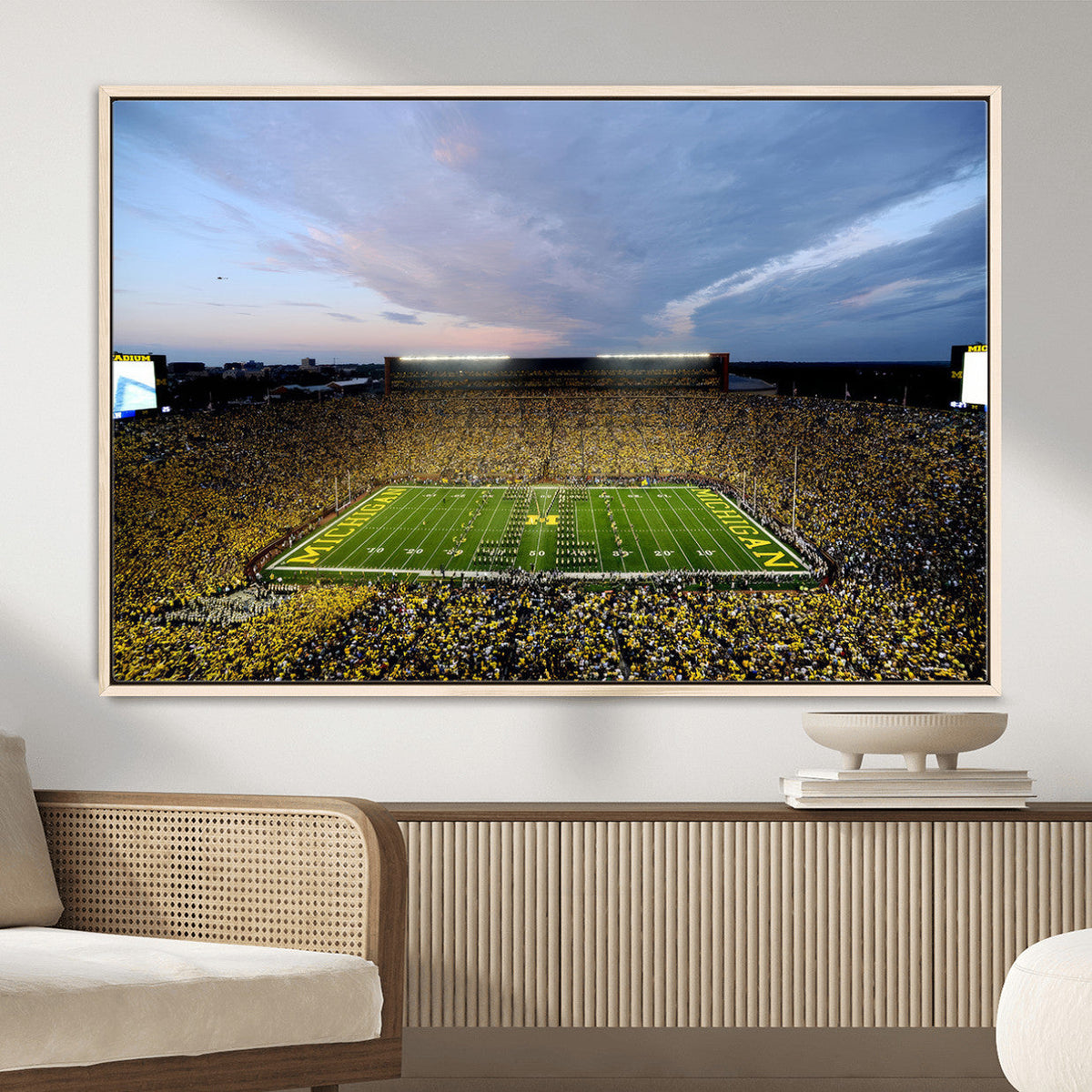 Michigan Stadium Wall Art Canvas Print, Vibrant Game Day