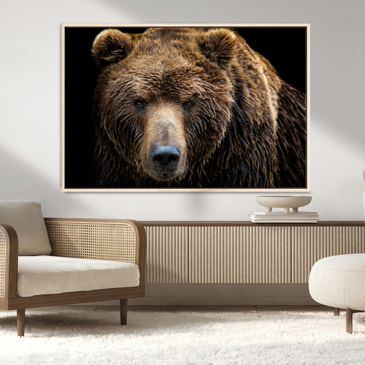 Grizzly Brown Bear Canvas Wall Art, Wildlife Animal Canvas