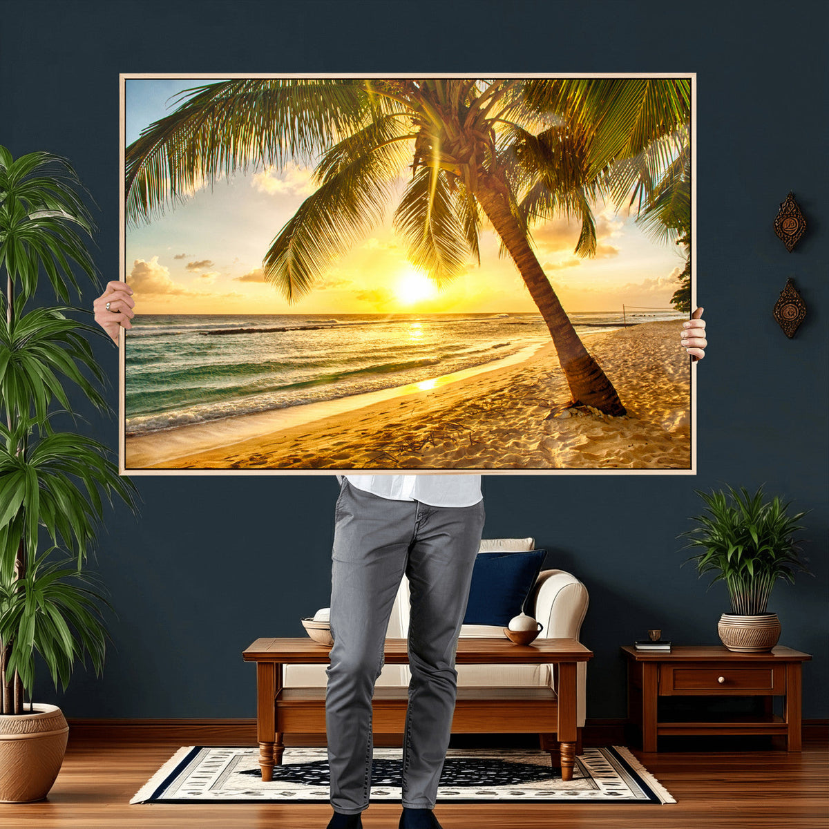 Beach Sunset Canvas Wall Art Print - Tropical Beach Canvas