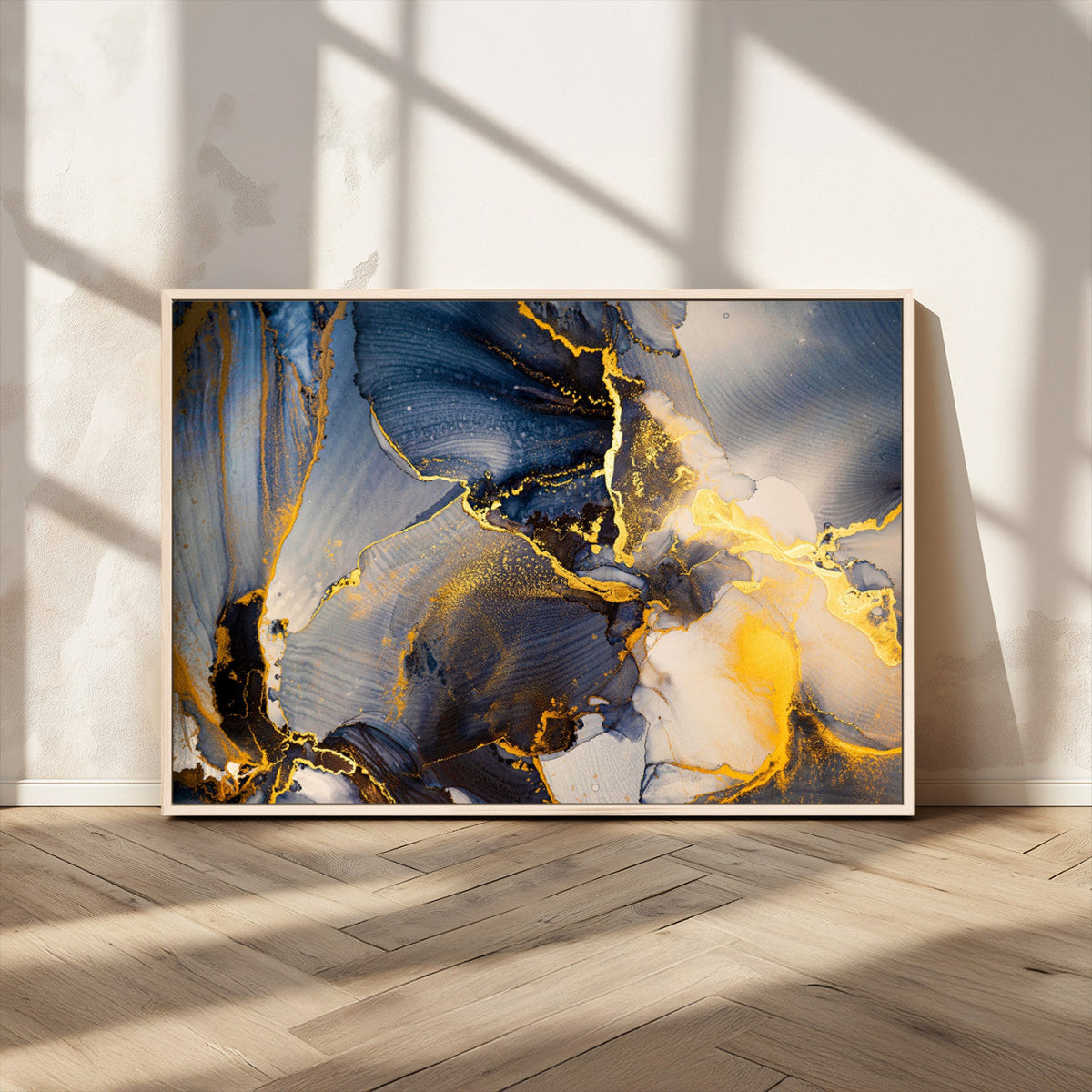 Large Abstract Wall Art Print - Gold and Blue Abstract