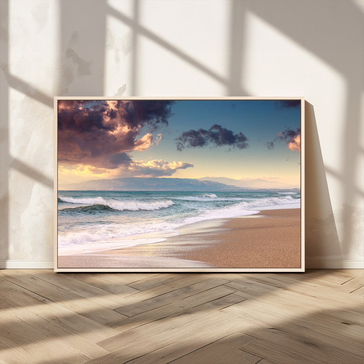 Cloudy Weather Beach Sunset Canvas Print | Sunrise Wall Art