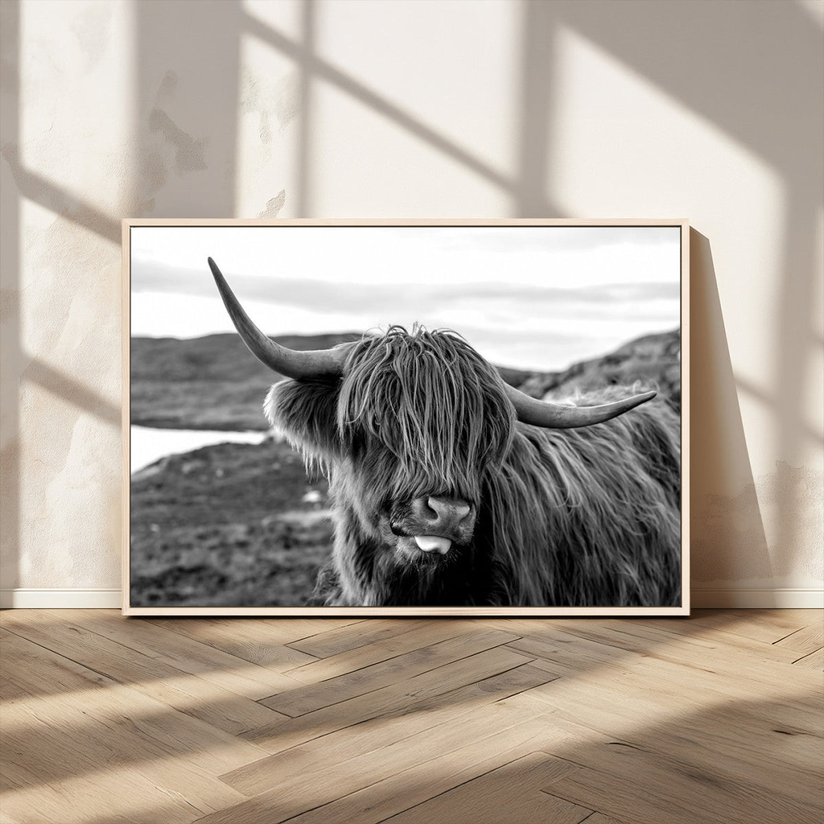 Longhorn Steer Canvas Print Wall Art, Highland Cow Canvas