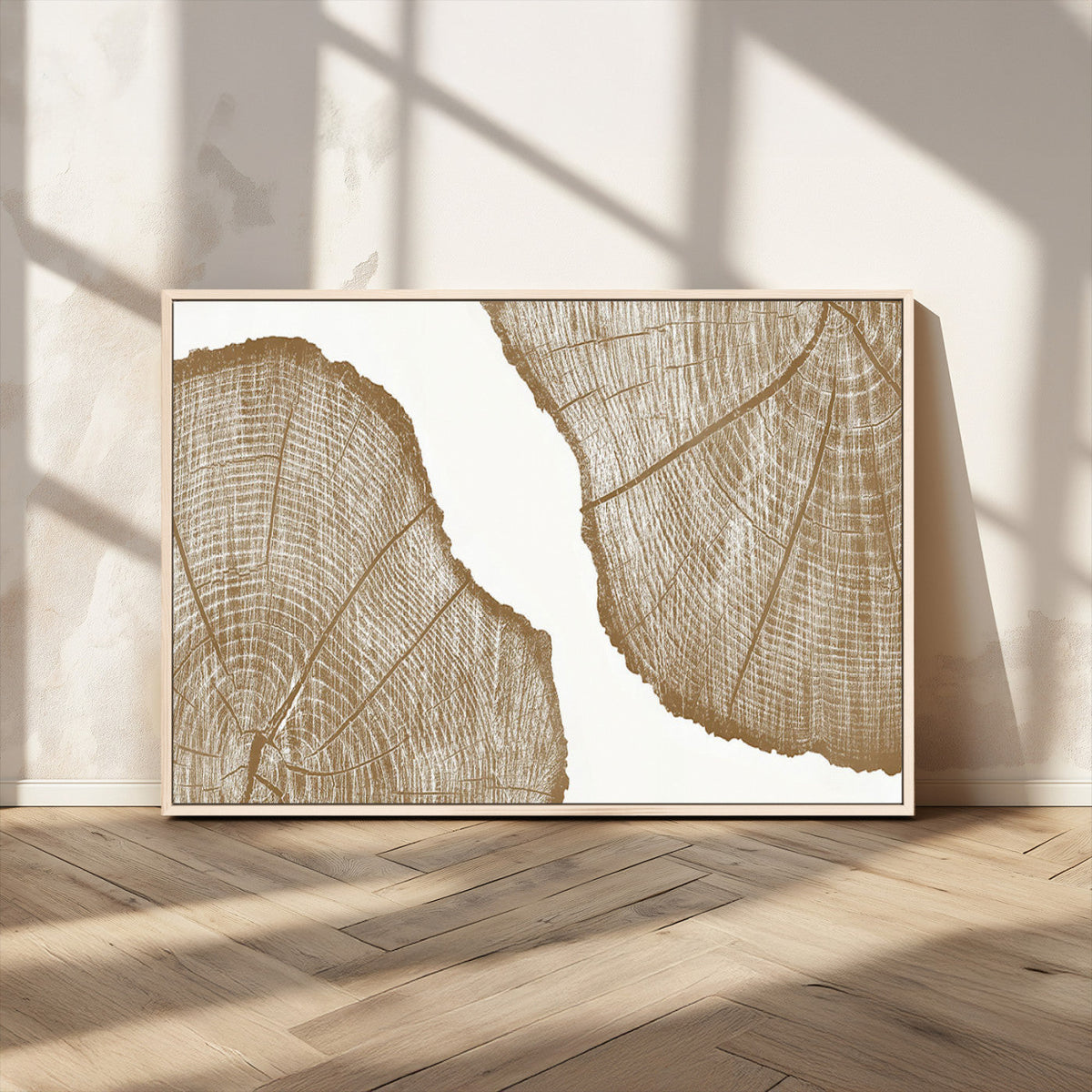 Rustic Brown Tree Ring Wall Art Canvas Print – Framed and