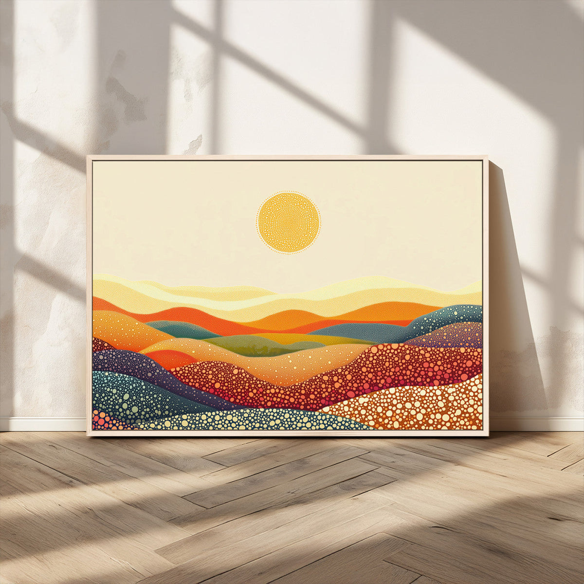 YAYOI KUSAMA Colorful Dot Art Landscape Canvas - Framed