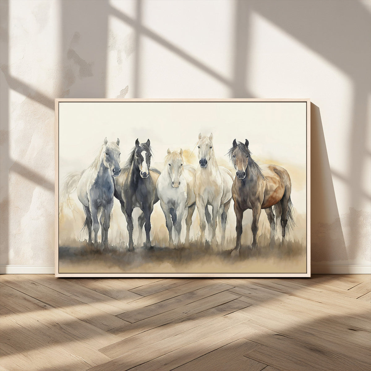 Wild Horses Wall Art Canvas Print, Framed Running Horses Art