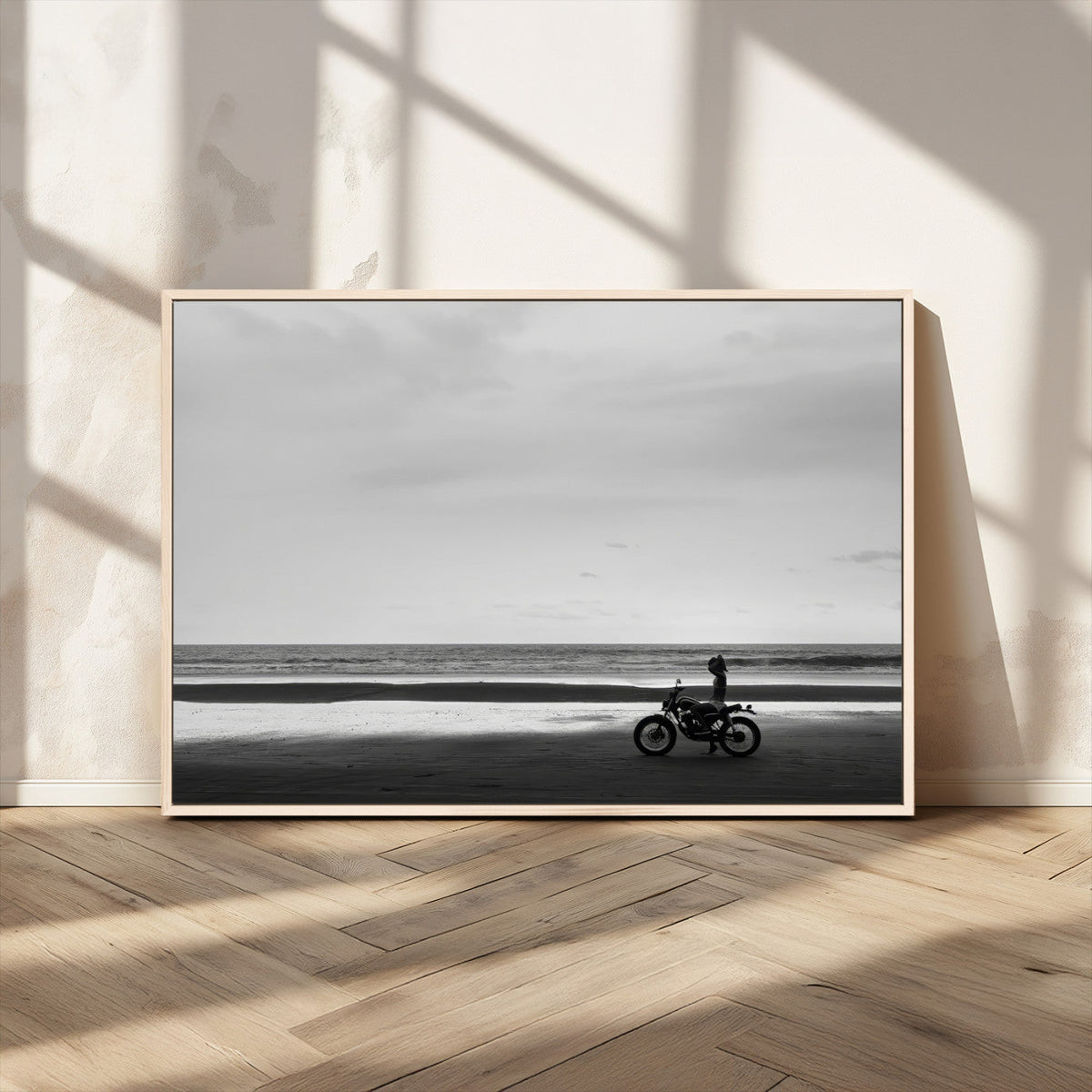 Motorcycle Beach Wall Art Canvas Print – Framed Vintage
