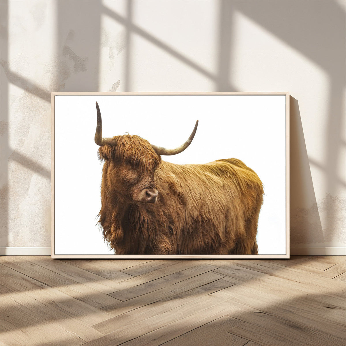 Highland Cow Wall Art Canvas Print – Framed Farmhouse Rustic