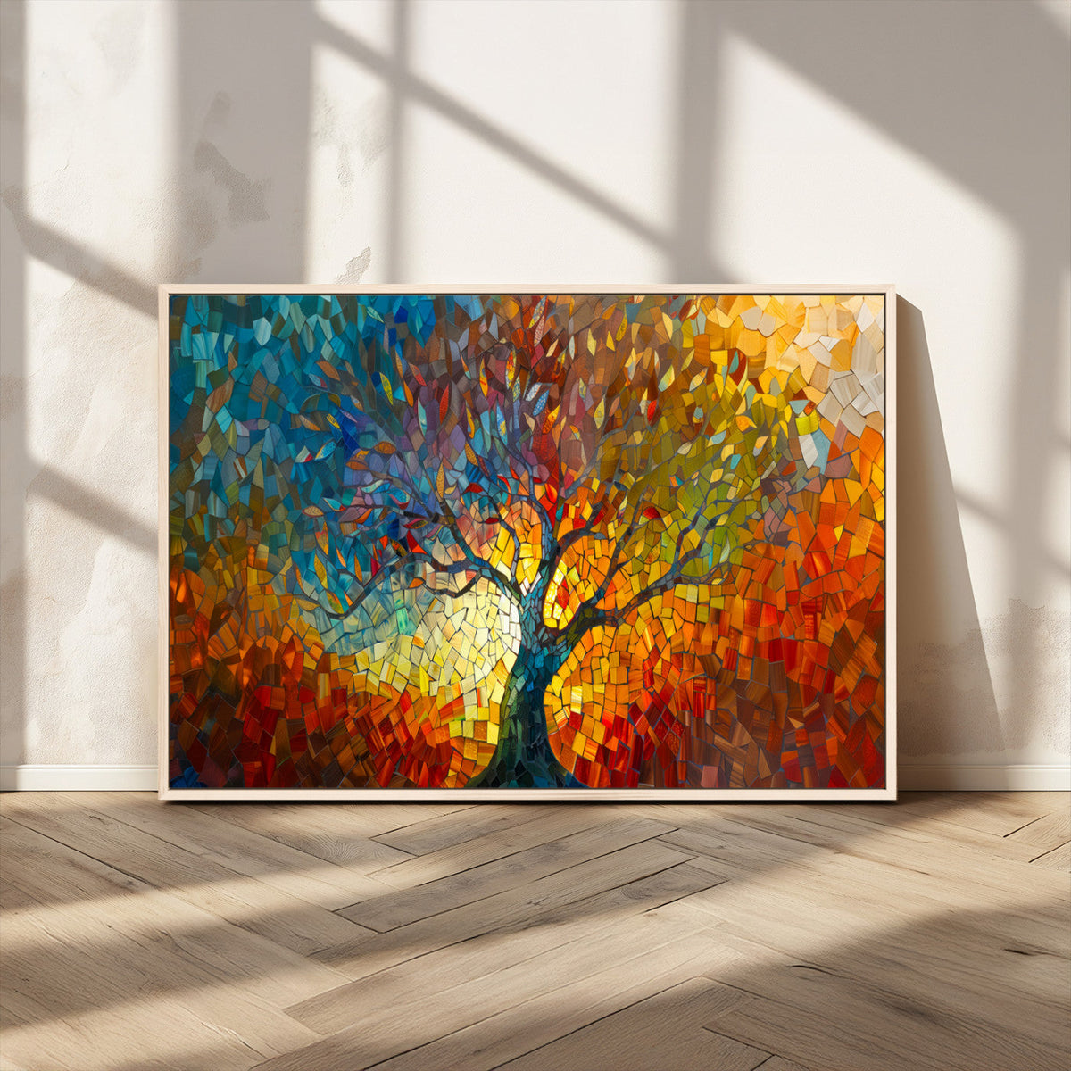 Yggdrasil Tree of Life Mosaic Stained Glass Wall Art, Tree