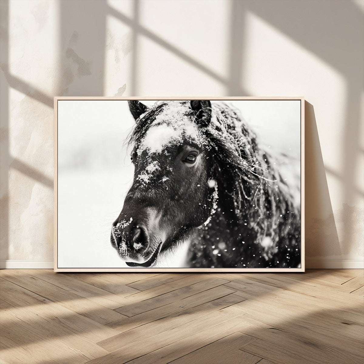 Framed Black and White Horse Wall Art | Ready to Hang and