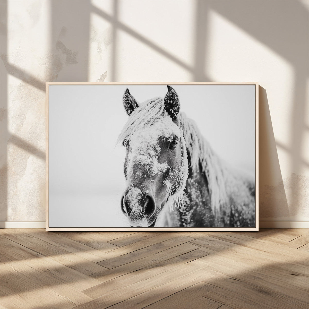 White Horse Wall Art | Ready to Hang and Framed | Winter