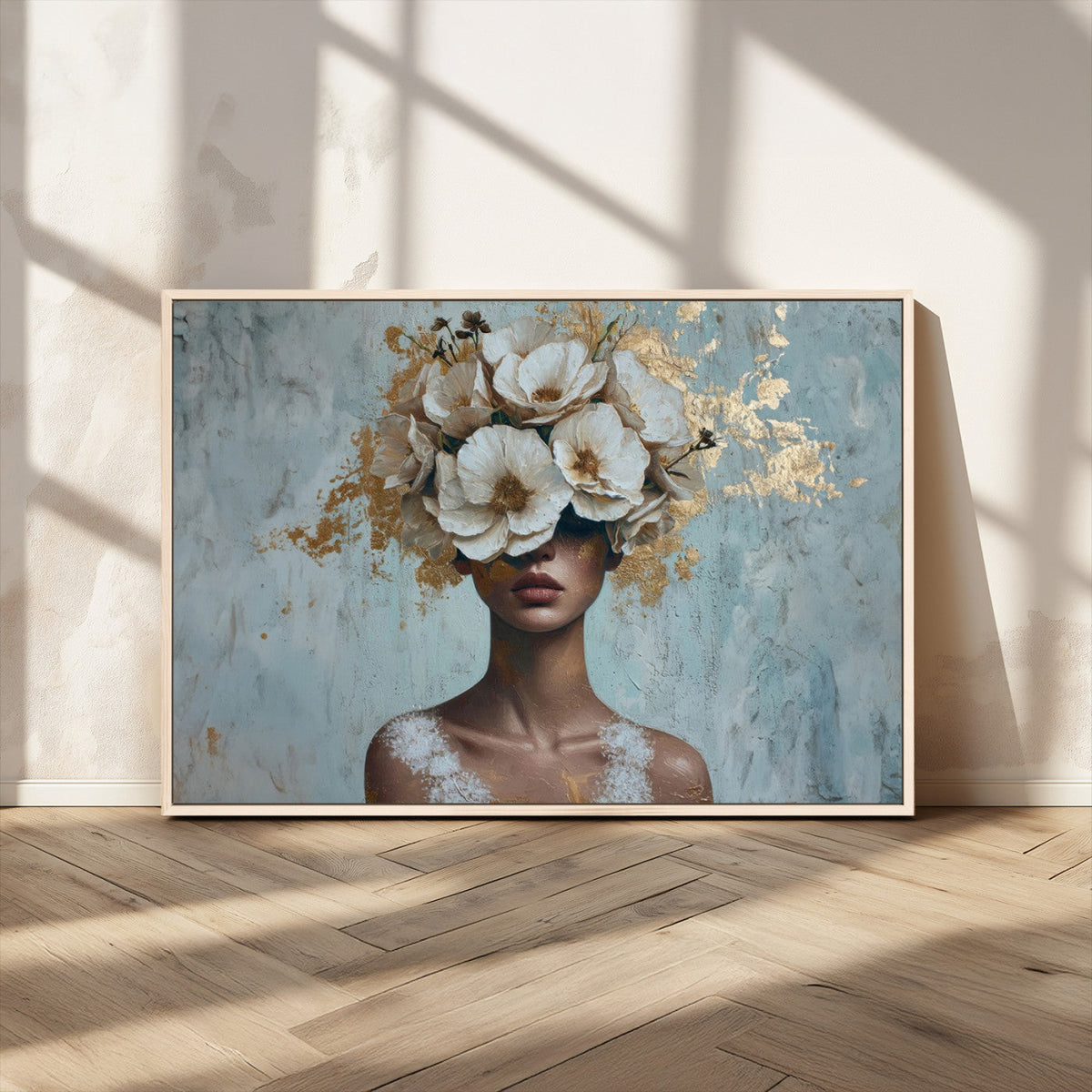 Golden Petal Wall Art - Petal Silhouette Woman Wall Art