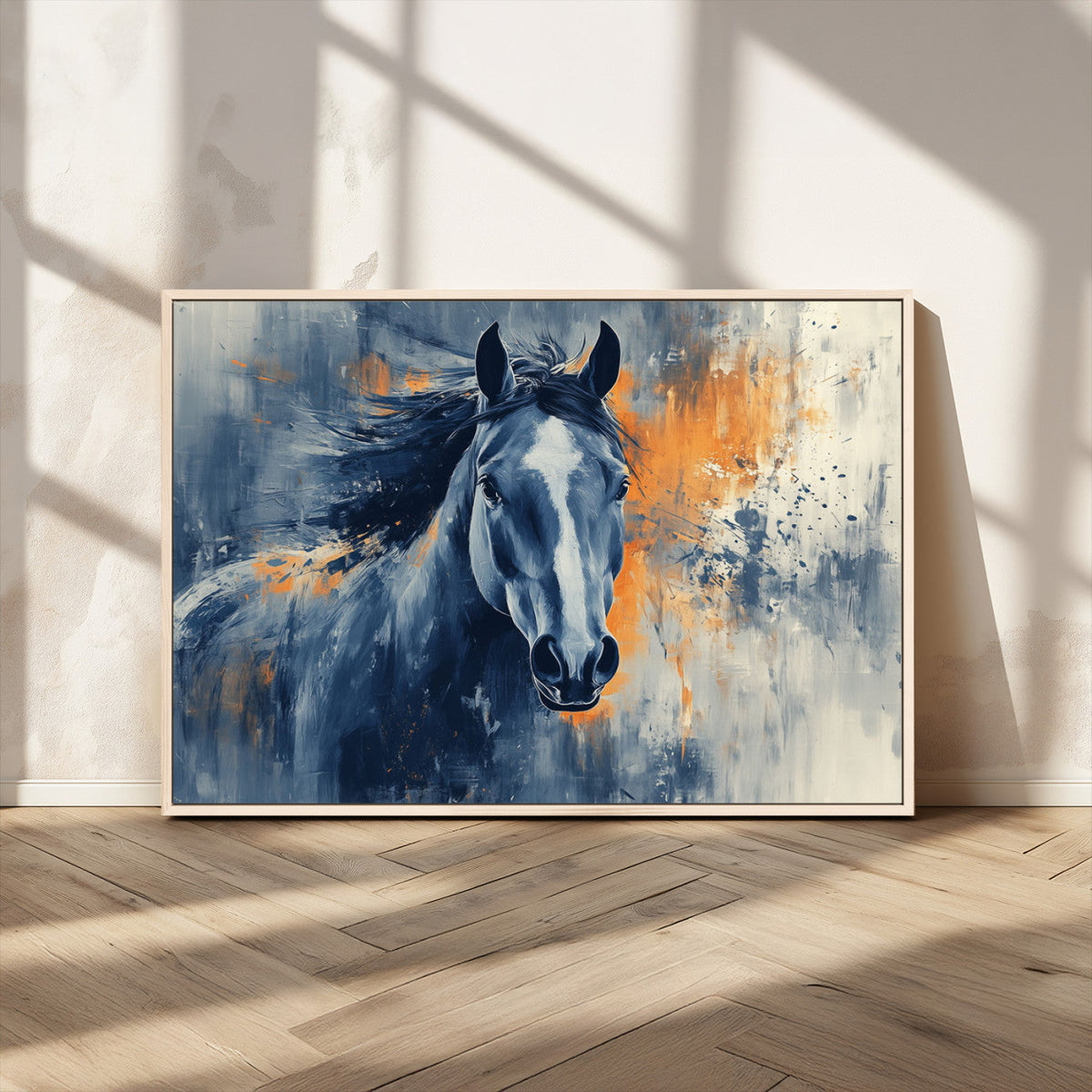 Abstract Blue Horse Wall Art Print Canvas | Horse Wall Art