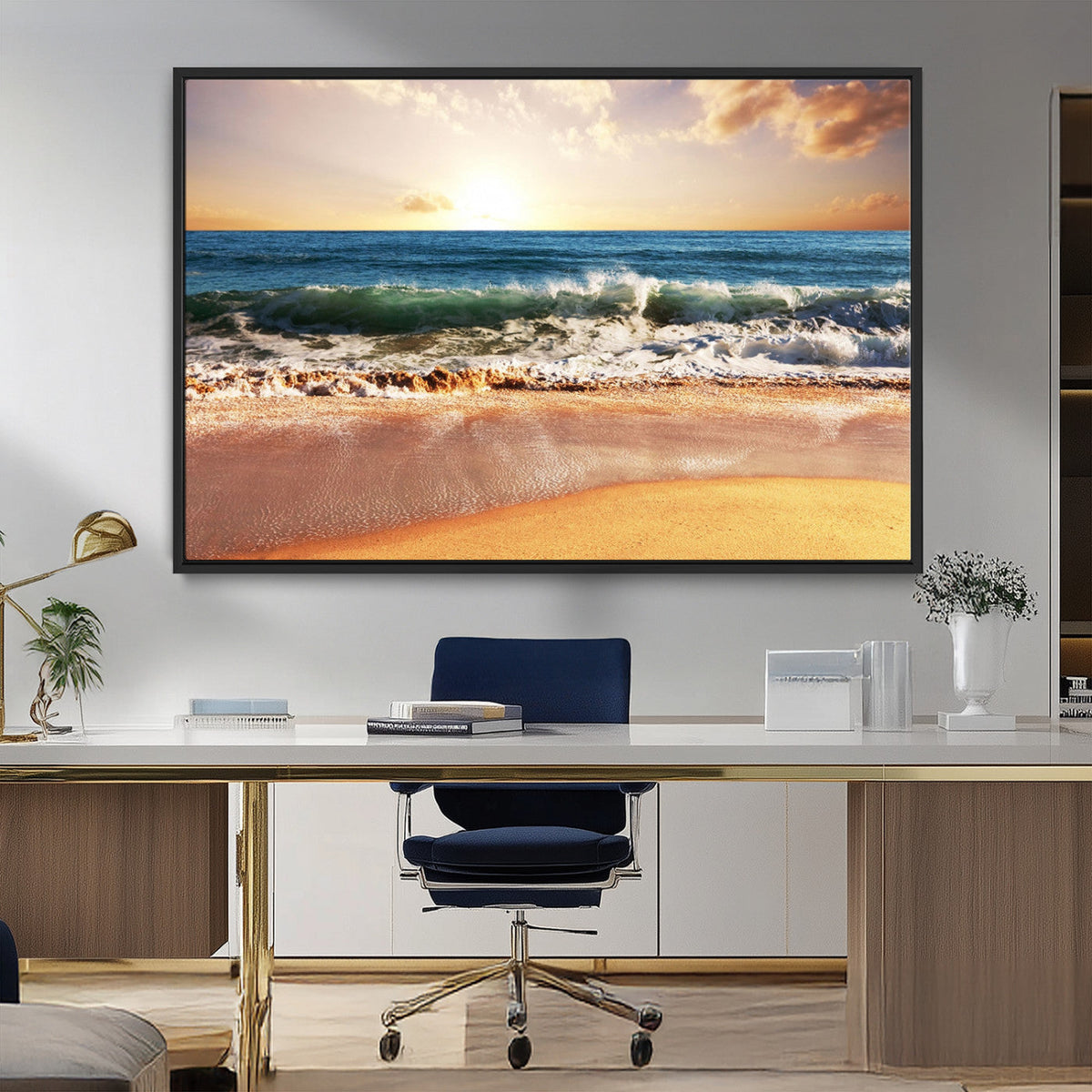 Serene Beach Path Canvas Art, Giclee Canvas Print with