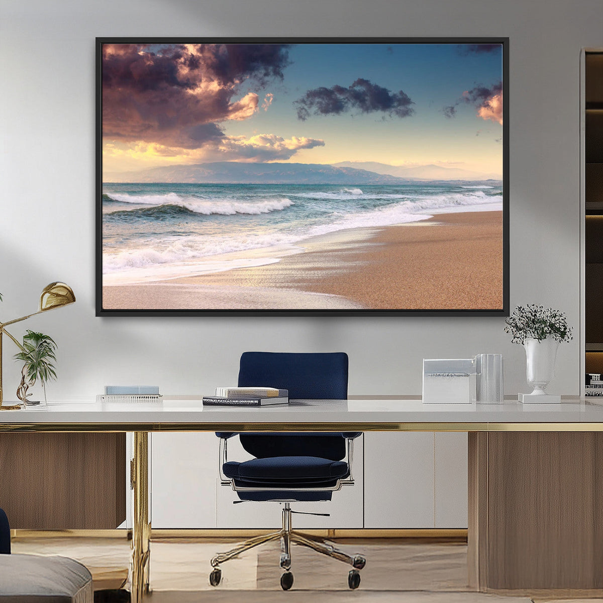 Cloudy Weather Beach Sunset Canvas Print | Sunrise Wall Art