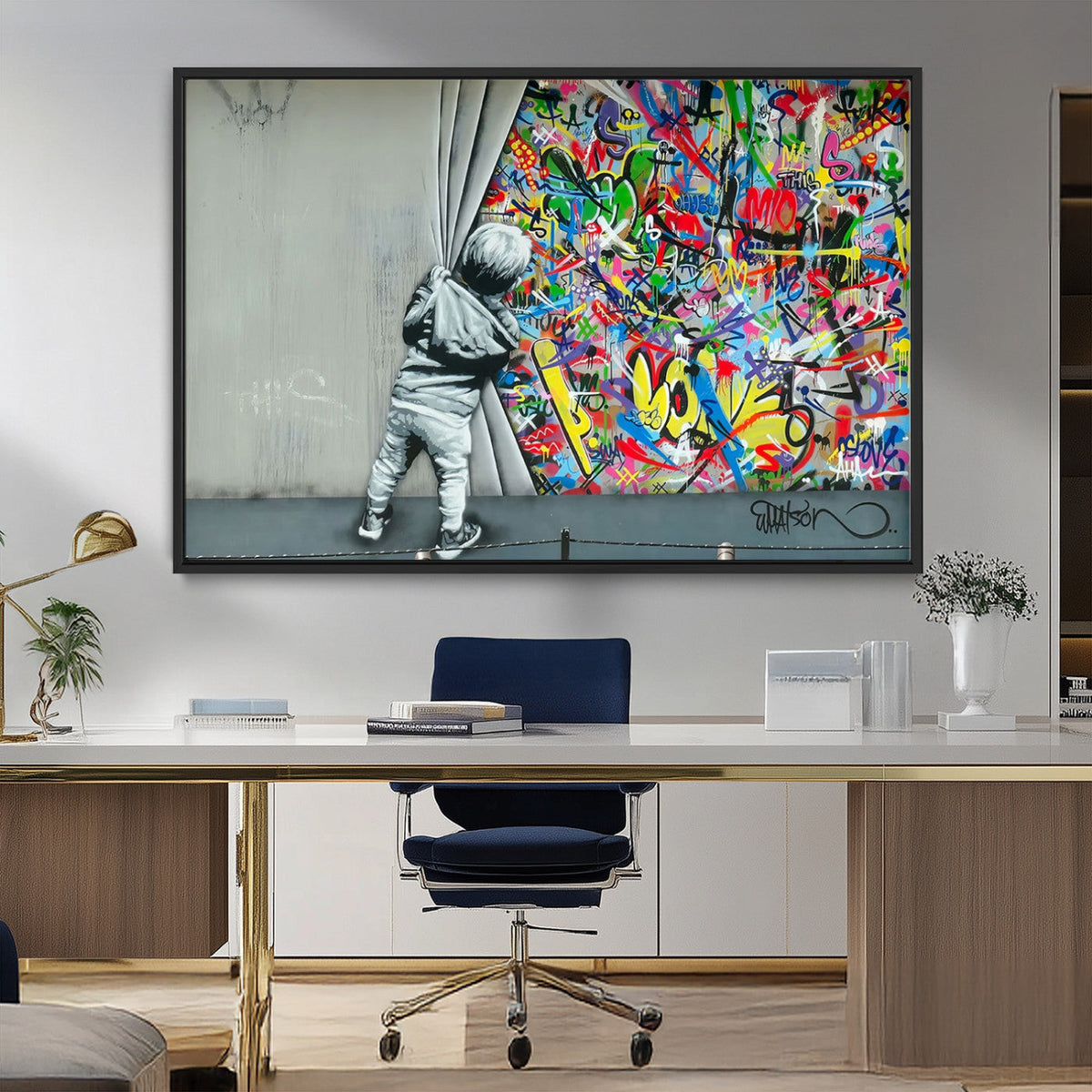 Banksy Colorful Street Graffiti Canvas Wall Art Print,