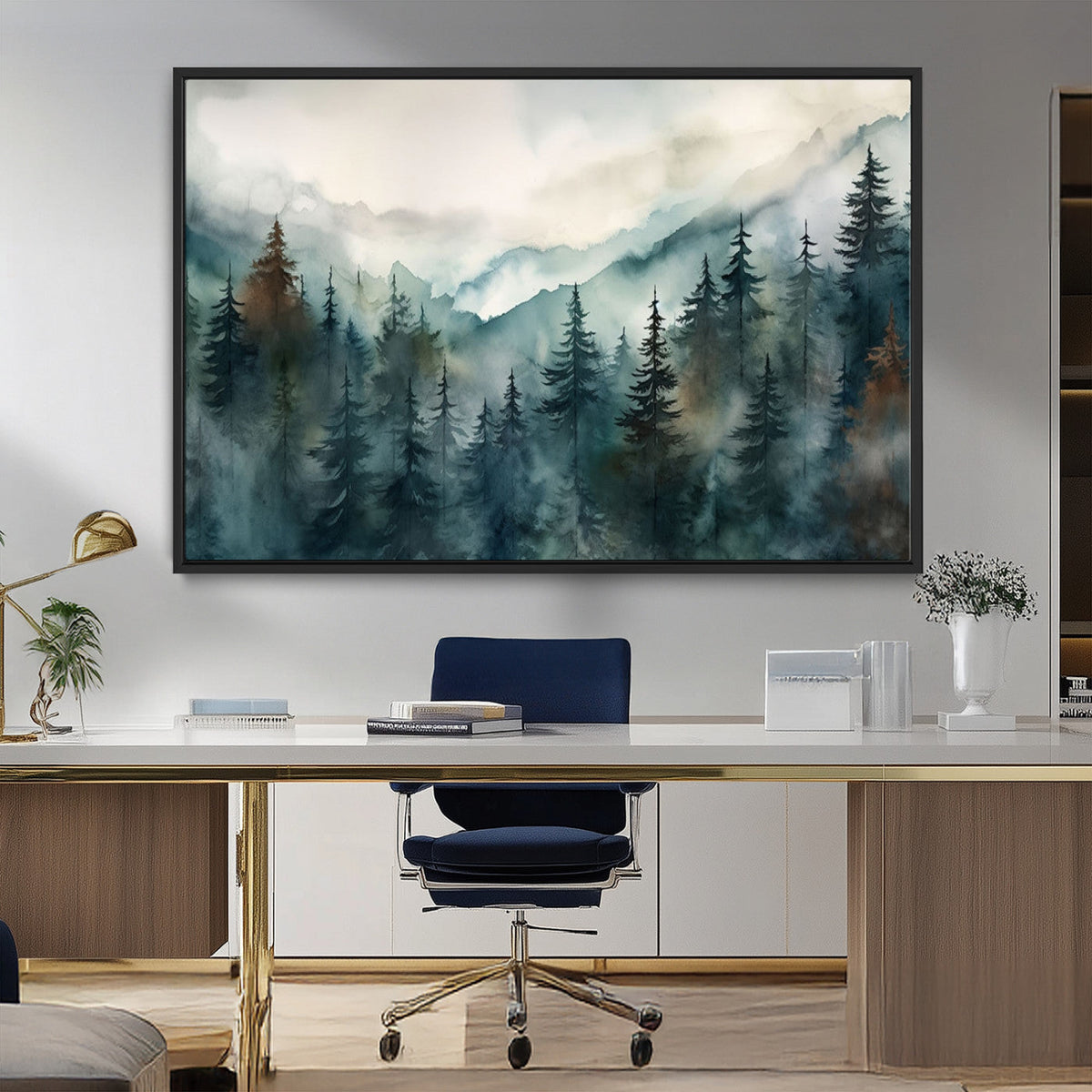 Serenity Forest Wall Art Canvas | Foggy Mountain Landscape