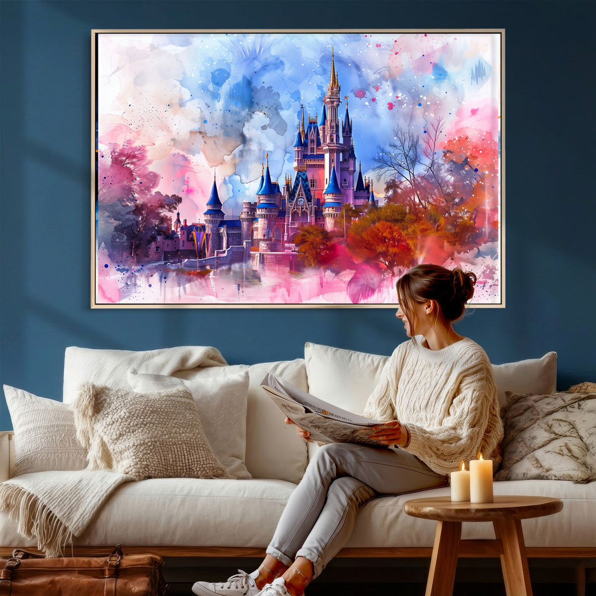 Disney Wall Art: Dreamy Watercolor Cinderella Castle Canvas
