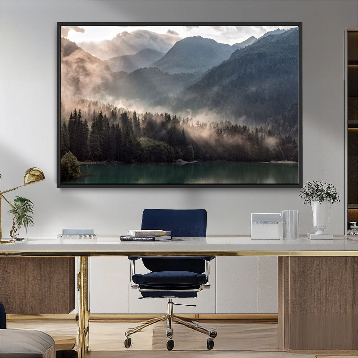 Foggy Mountain Canvas Print Forest Wall Art