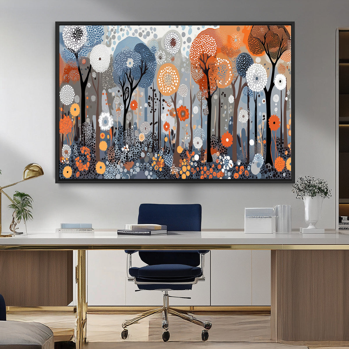 Abstract Winter Landscape Canvas Wall Art Print - Large