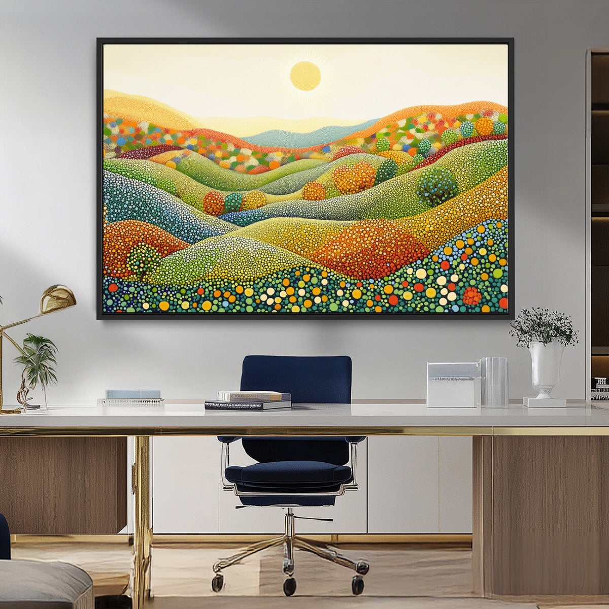 YAYOI KUSAMA Wall Art - Colorful Dot Art Landscape Canvas,