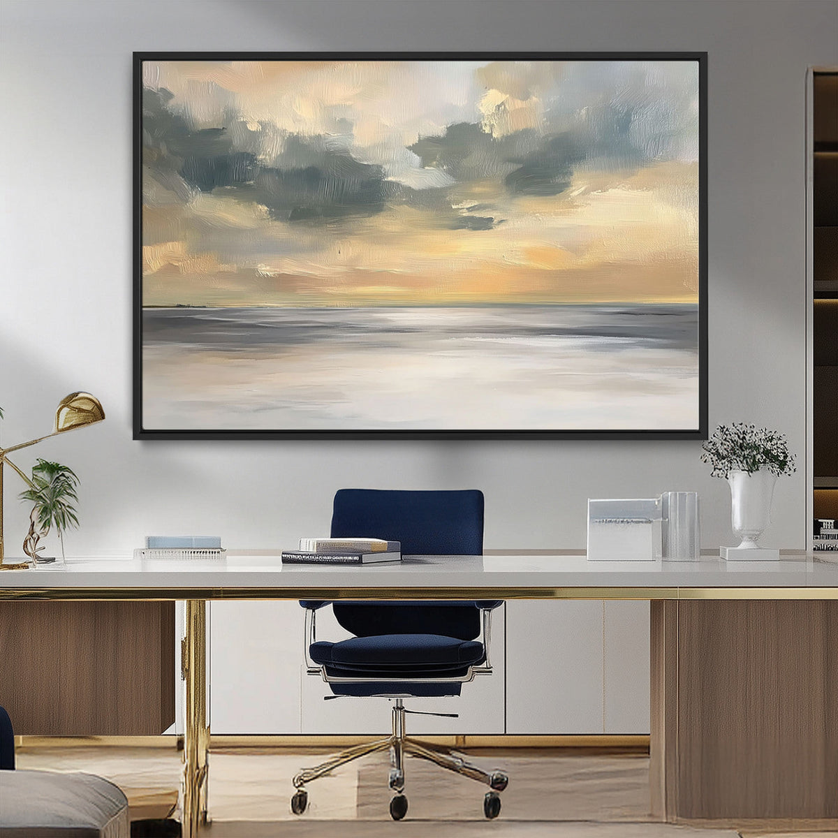 Modern Coastal Artwork with Vibrant Abstract Ocean Waves