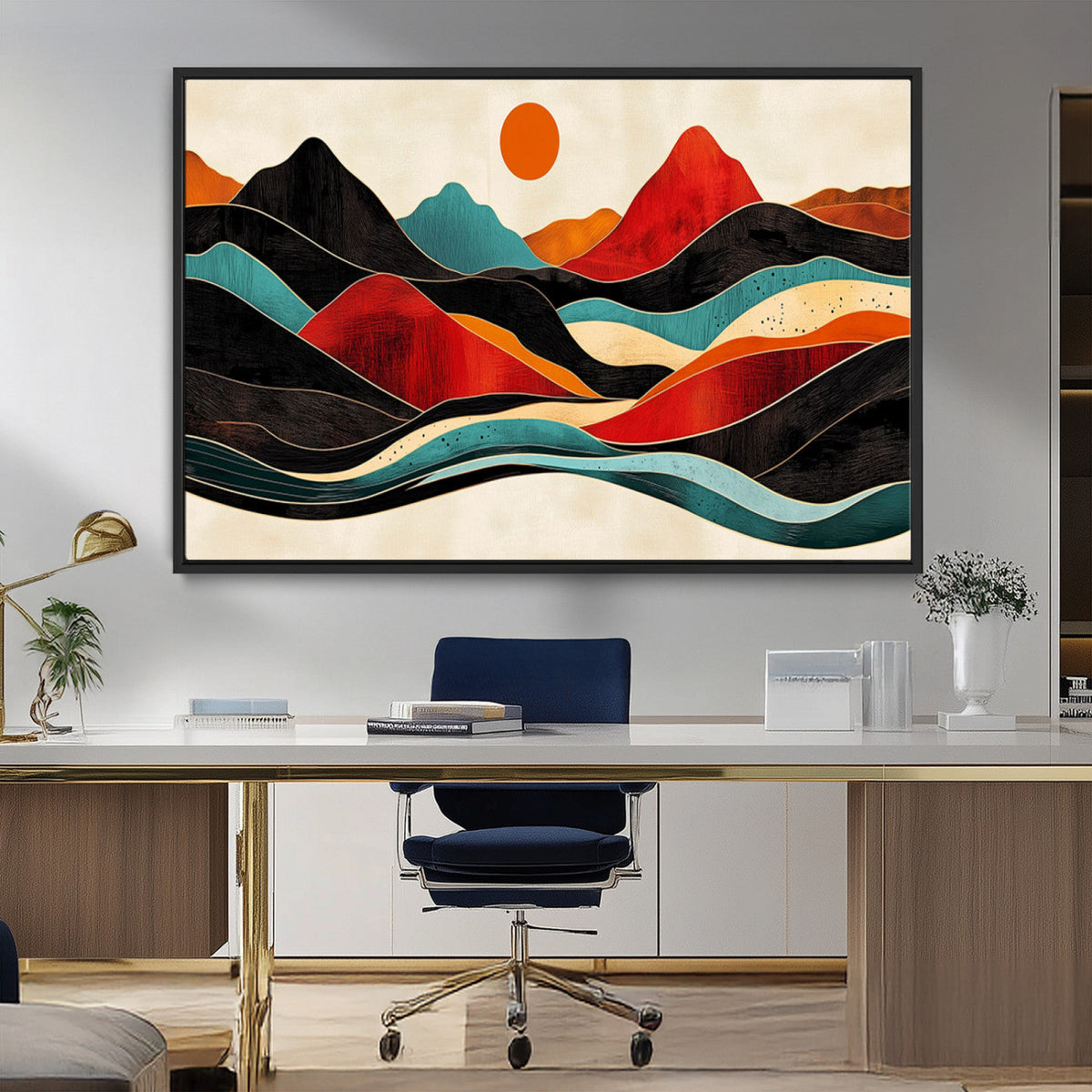 Western Wall Decor - Large Triptych Mountain Canvas - Boho