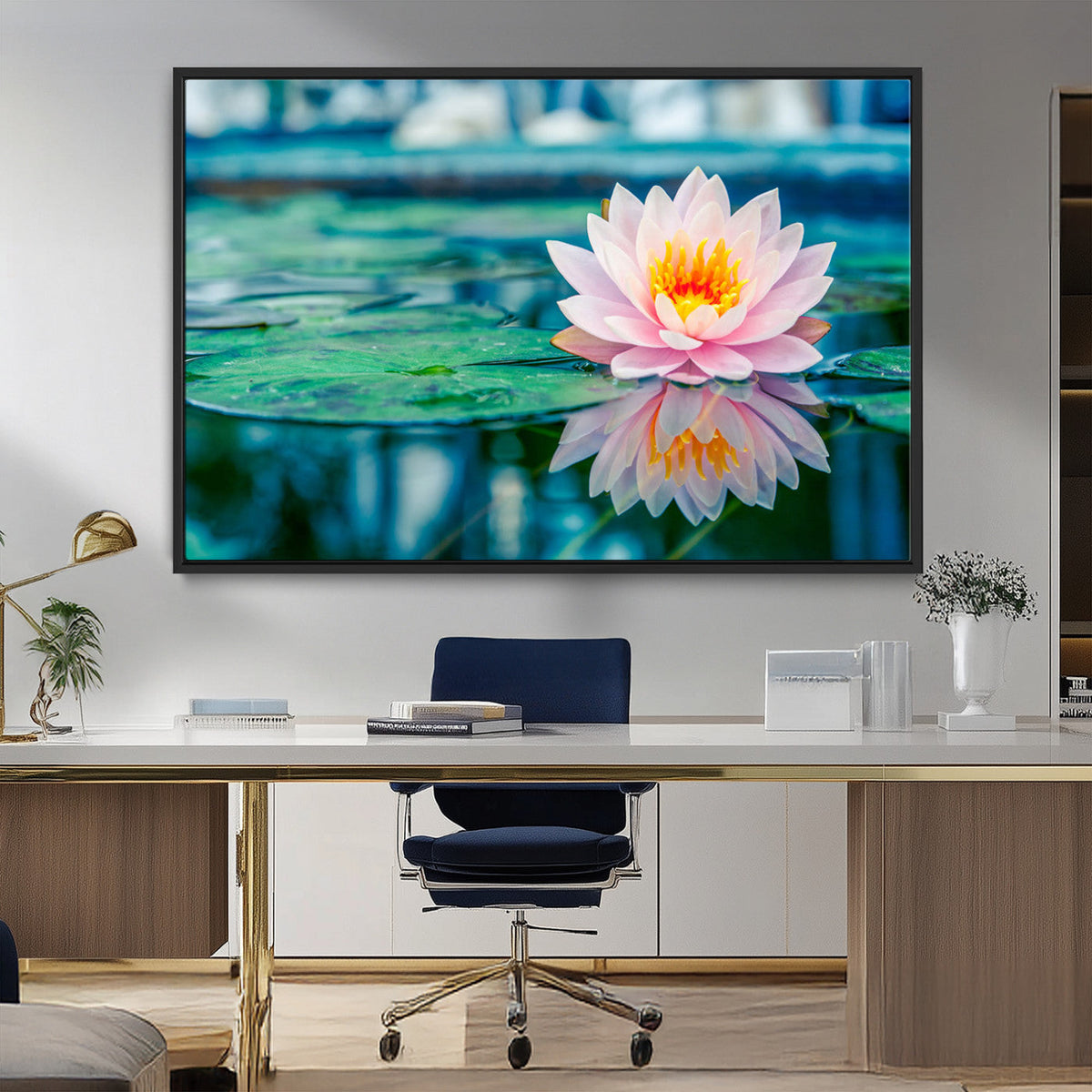 Lotus Flower Wall Art Canvas Print, Water Lily Large Wall