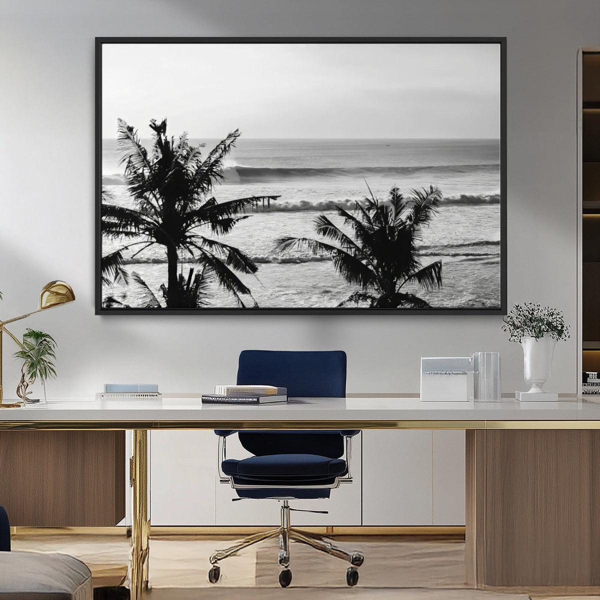 Tropical Coastline Wall Art Canvas Print – Framed Palm Trees