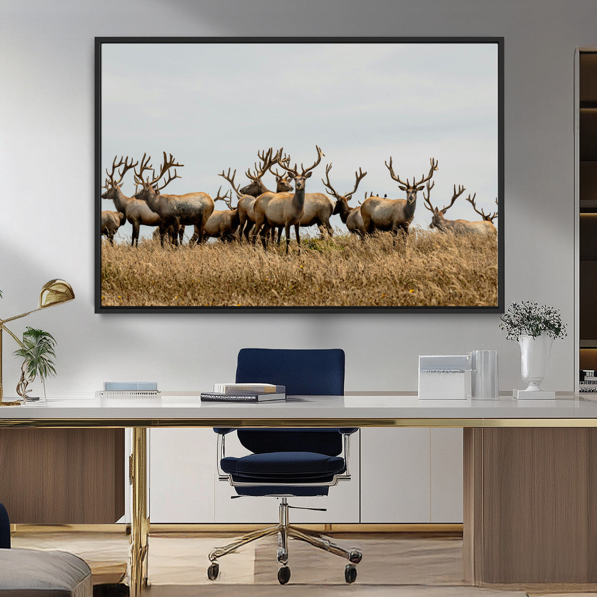 Elk Herd Wall Art Canvas Print – Framed Wildlife Photography