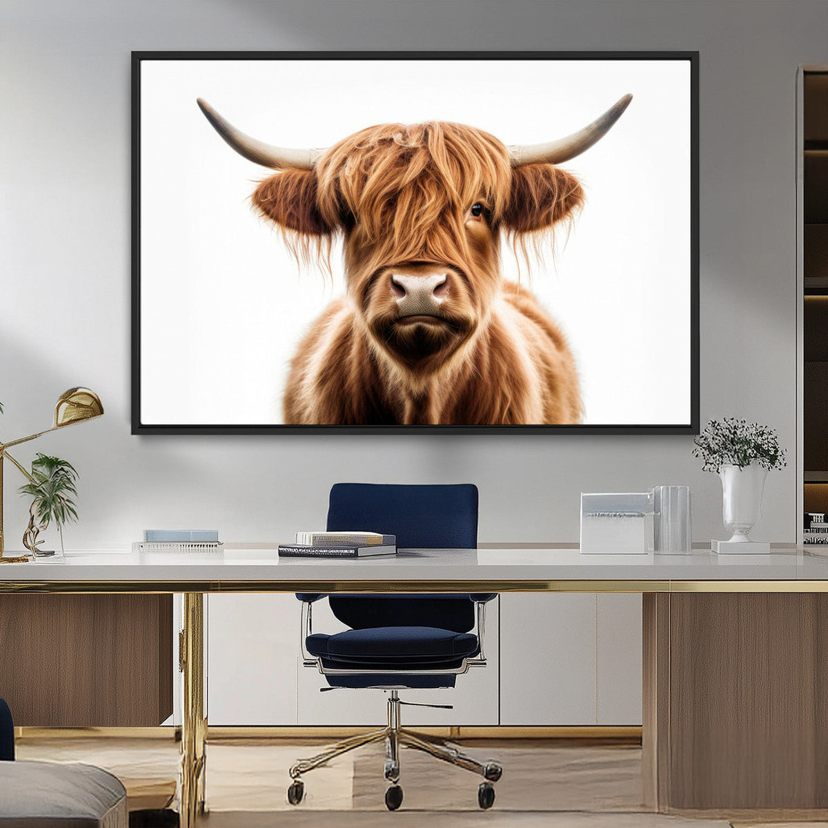 Scottish Highland Cow Canvas Print, Framed Highland Cow