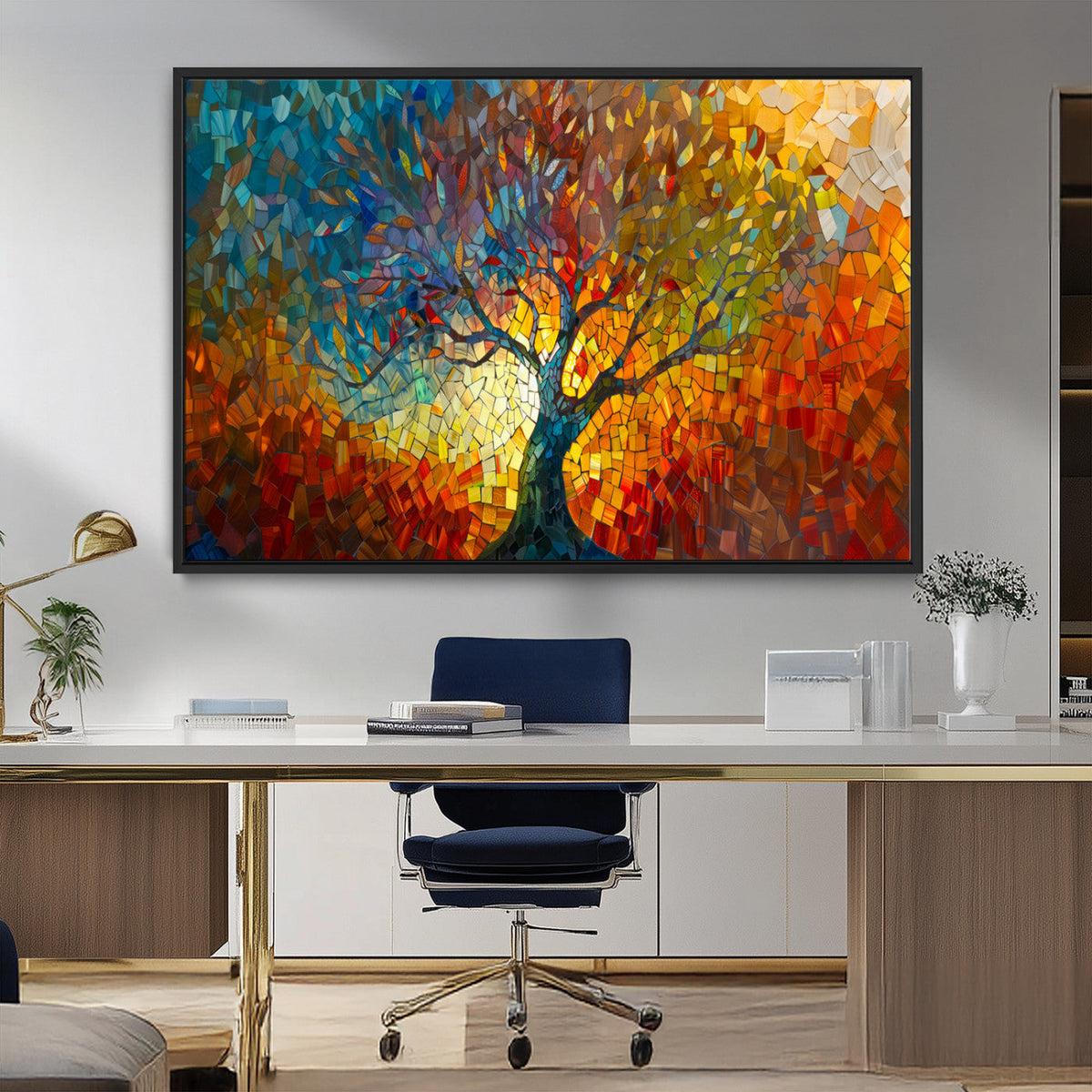 Yggdrasil Tree of Life Mosaic Stained Glass Wall Art, Tree