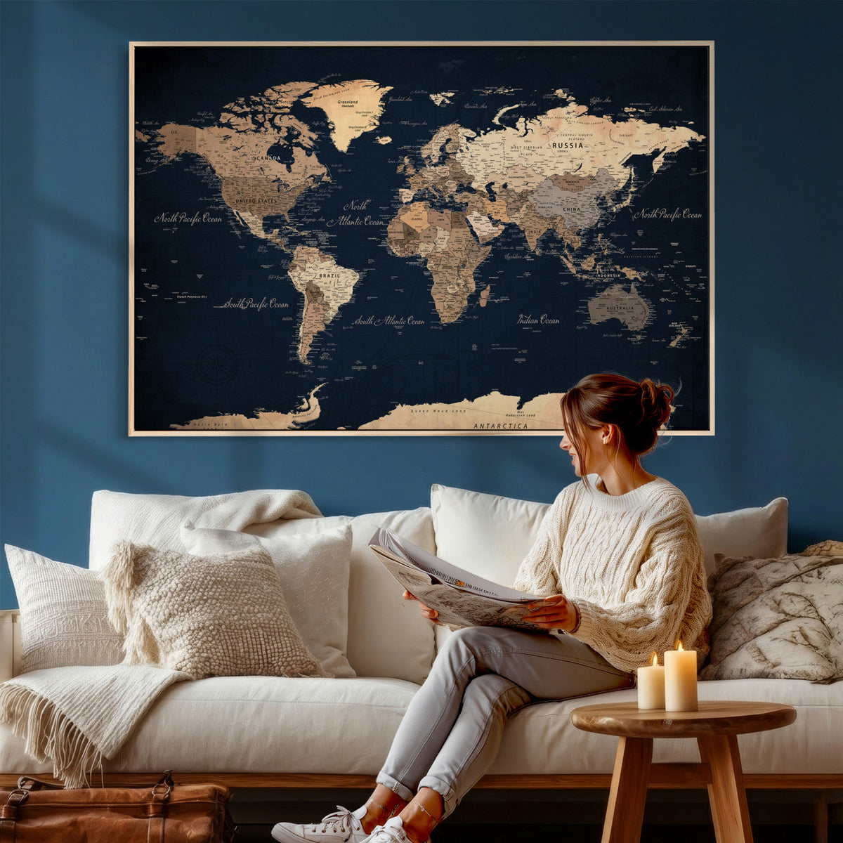 World Map Canvas Print – Detailed Map of the World Wall Art