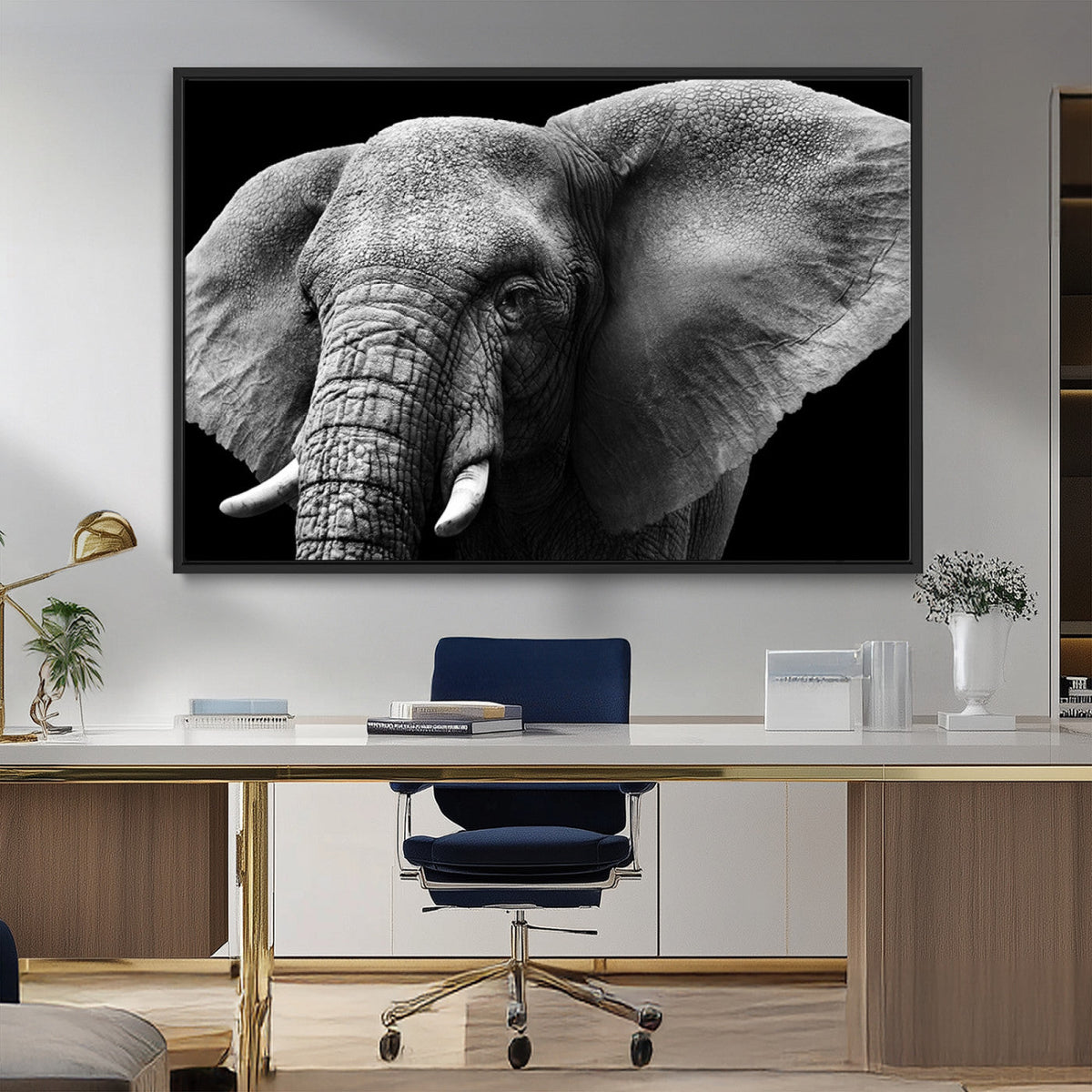 Big Elephant Close Up Wall Art Canvas Print