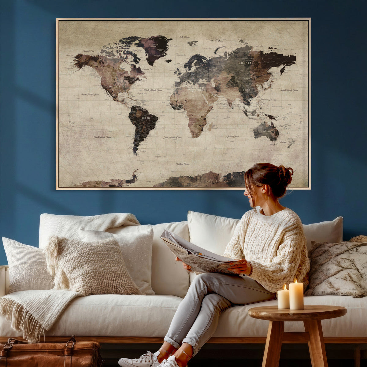 World Map Canvas Print – Detailed Map of the World Adventure