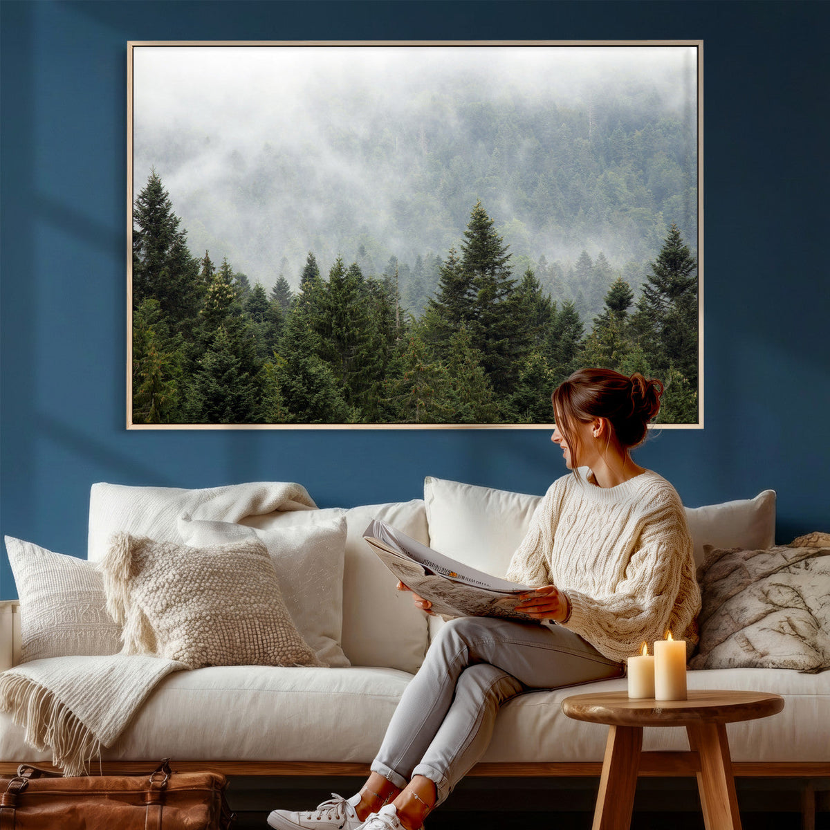 Misty Mountain Forest Wall Art Canvas Print