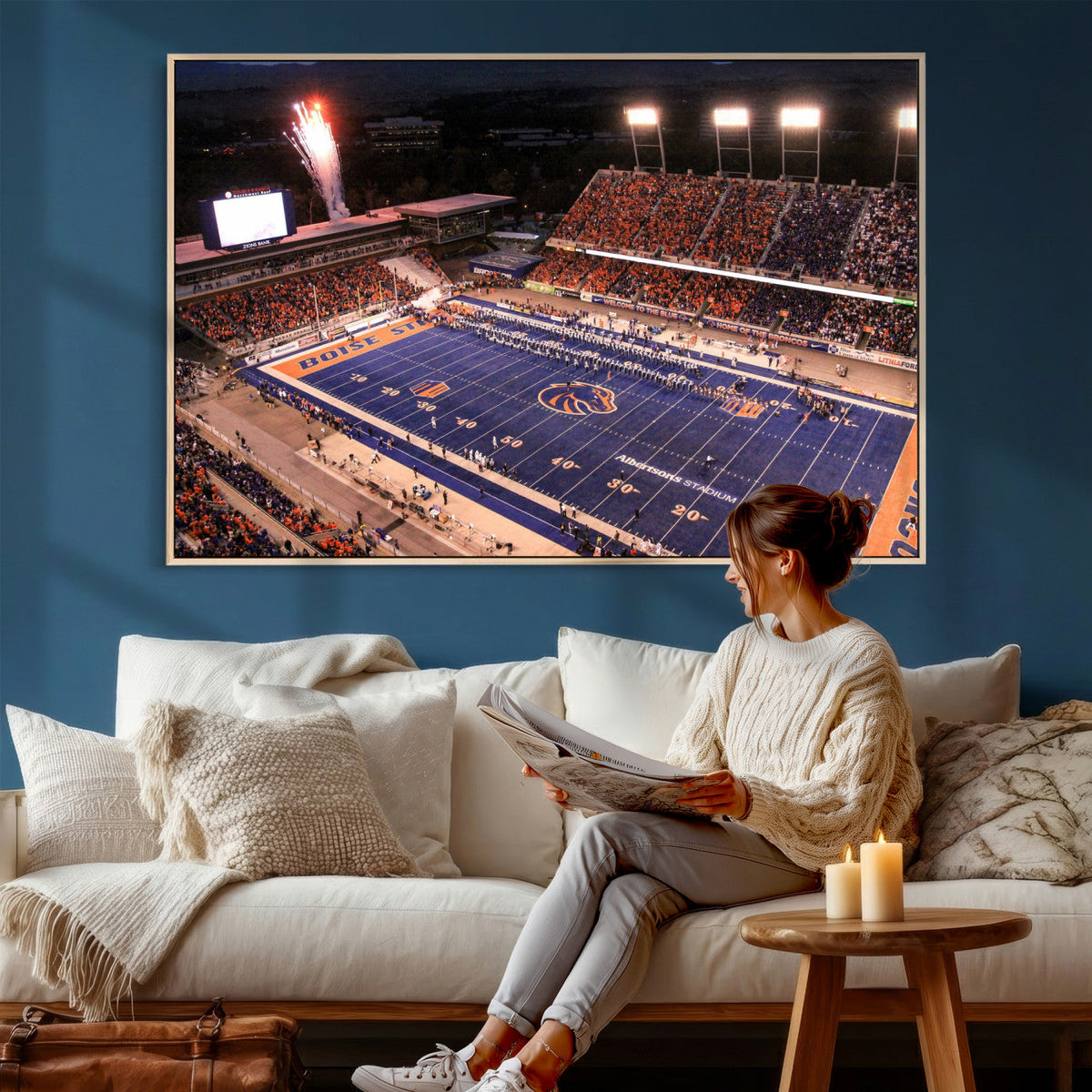 Boise State Stadium Large Wall Art Canvas Print for Living