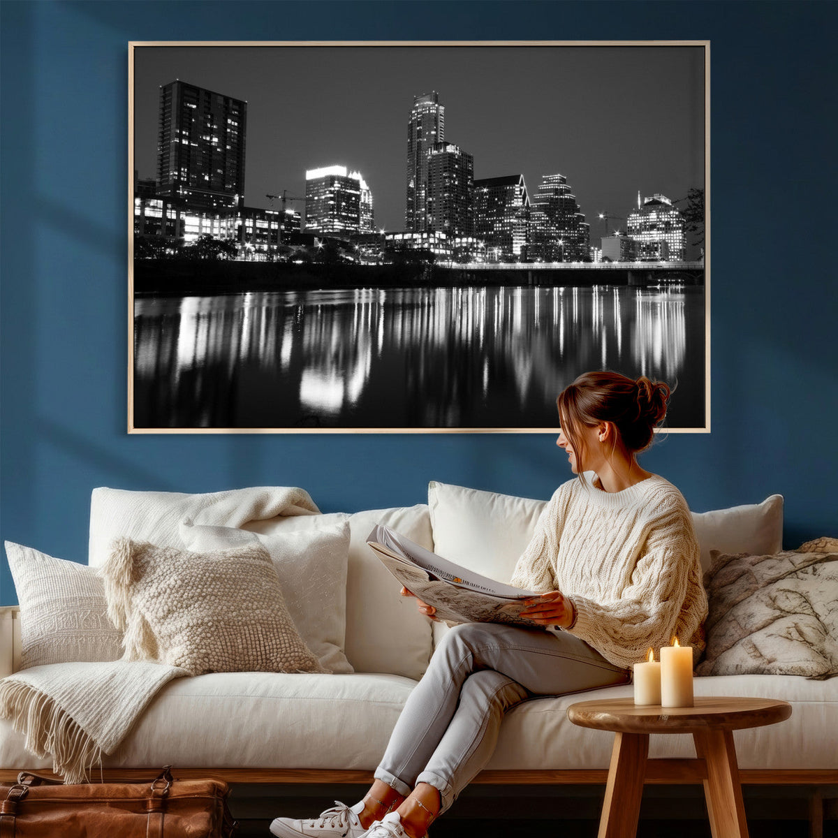 Austin Skyline Wall Art Canvas Print, Austin Downtown Night
